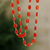 Gold plated carnelian long beaded necklace, 'Flaming Romance' - Hand Made Gold Plated Carnelian Beaded Necklace from India