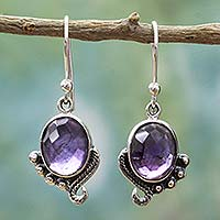 Amethyst dangle earrings, 'Indian Delight in Purple'