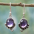 Amethyst dangle earrings, 'Indian Delight in Purple' - Handmade Sterling Silver Amethyst Dangle Earrings from India