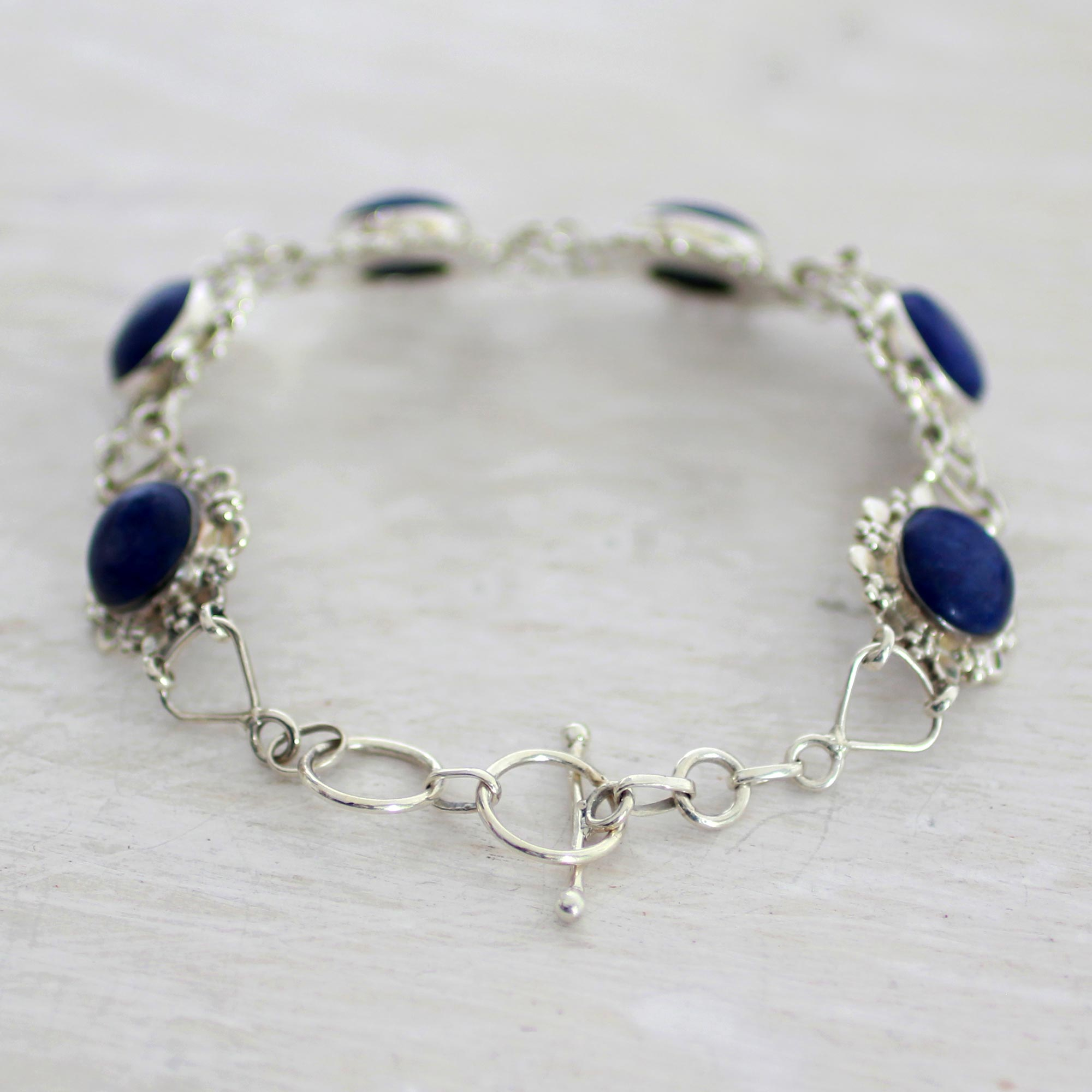 UNICEF Market | Sterling Silver Lapis Lazuli Link Bracelet from India ...