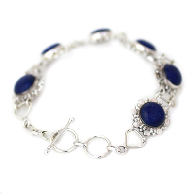 Lapis Lazuli Chip Bracelet With Silver Toggle Clasp