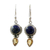 Citrine and lapis lazuli dangle earrings, 'Indian Dew' - Handmade Citrine Lapis Lazuli Dangle Earrings from India