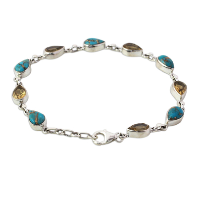 Citrine Composite Turquoise Link Bracelet from India - Sunny Drops in ...
