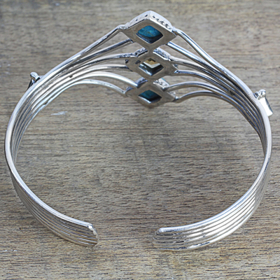 Citrine cuff bracelet, 'Sunny Allure' - Composite Turquoise and Citrine Cuff Bracelet from India