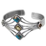 Citrine cuff bracelet, 'Sunny Allure' - Composite Turquoise and Citrine Cuff Bracelet from India