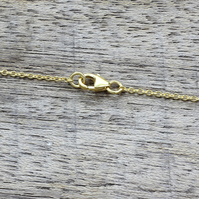 Vergoldete Granat-Anhänger-Halskette - Halskette mit Anhänger aus vergoldetem Sterlingsilber und Granat