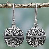 Sterling silver dangle earrings, 'Dazzling Globes' - Handmade Sterling Silver Dangle Earrings from India