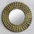 Brass wall mirror, 'Circling Pyramids' - Antiqued Embossed Brass Circular Wall Mirror from India (image 2) thumbail