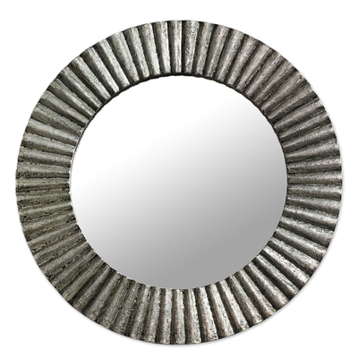 Aluminum Distressed Circular Wall Mirror from India