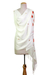 Silk blend shawl, 'Red Poppy Dream' - Hand Painted Silk Blend Shawl Red Poppy Blossom India