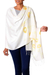 Silk blend shawl, 'Golden Daisy Blossoms' - Hand Painted Silk Blend Shawl Daisy Blossom from India