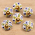 Ceramic cabinet knobs, 'Bright Sunshine' (set of 6) - Ceramic Cabinet Knobs Floral Yellow White (Set of 6) India (image 2) thumbail