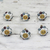 Ceramic cabinet knobs, 'Floral Sunshine' (set of 6) - Ceramic Cabinet Knobs Floral White (Set of 6) from India
