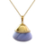 Gold plated agate pendant necklace, 'Beautiful Layers' - Indian Gold Plated Sterling Silver Blue Lace Agate Necklace