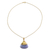 Collar colgante de ágata bañado en oro - Collar de plata de primera ley con baño de oro de la India y ágata azul encaje