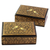 Wood decorative mini boxes, 'Avian Whispers in Gold' (pair) - Hand Painted Wood Mini Decorative Boxes (Pair) from India (image 2a) thumbail