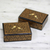 Wood decorative mini boxes, 'Avian Whispers in Gold' (pair) - Hand Painted Wood Mini Decorative Boxes (Pair) from India (image 2c) thumbail
