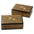 Wood decorative mini boxes, 'Avian Whispers in Gold' (pair) - Hand Painted Wood Mini Decorative Boxes (Pair) from India (image 2e) thumbail