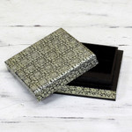 Decorative wood box, 'Silver Bloom' - Artisan Crafted Floral Motif Weeping Willow Wood Box