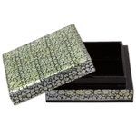 Decorative wood box, 'Silver Bloom' - Artisan Crafted Floral Motif Weeping Willow Wood Box