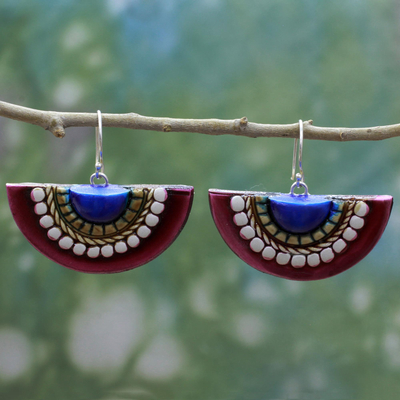 Pendientes colgantes de cerámica - Pendientes de cerámica en 925 ganchos Joyas indias artesanales