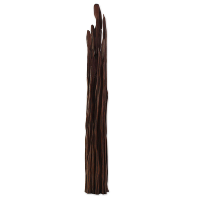 Wood sculpture, 'Magical Touch' - Hand Carved Driftwood Abstract Sculpture from India