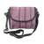 Leather accented cotton messenger bag, 'Sunlight Raisin' - Leather Accented Cotton Messenger Bag in Raisin from India