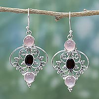 Featured review for Garnet and chalcedony dangle earrings, Glistening Jaipur