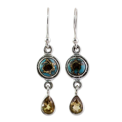Two Carat Citrine Dangle Earrings from India
