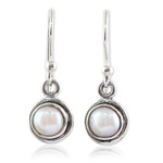 Cultured pearl dangle earrings, 'Purest Love' - Sterling Silver Cultured Pearl Dangle Earrings from India