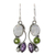 Multi-gemstone dangle earrings, 'Natural Glamour' - Multi-Gemstone Dangle Earrings Peridot Amethyst from India (image 2a) thumbail