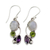 Multi-gemstone dangle earrings, 'Natural Glamour' - Multi-Gemstone Dangle Earrings Peridot Amethyst from India