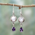 Amethyst and rainbow moonstone dangle earrings, 'Purple Droplets' - Amethyst Rainbow Moonstone Dangle Earrings from India