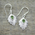 Peridot dangle earrings, 'Gleaming Leaves' - Peridot Sterling Silver Leaf Dangle Earrings from India