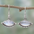 Rainbow moonstone dangle earrings, 'Protective Eyes' - Sterling Silver Rainbow Moonstone Dangle Earrings from India