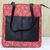 Leather accent silk shoulder bag, 'Deep Rose Festitivy' - Kantha Embroidered Silk Shoulder Bag in Deep Rose from India