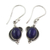 Lapis lazuli dangle earrings, 'Blue Ovals' - Hand Made Sterling Silver Lapis Lazuli Dangle Earrings India