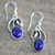 Citrine and lapis lazuli dangle earrings, 'Starry Beauties' - Hand Made Lapis Lazuli Citrine Dangle Earrings India