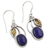 Citrine and lapis lazuli dangle earrings, 'Starry Beauties' - Hand Made Lapis Lazuli Citrine Dangle Earrings India