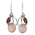 Garnet and chalcedony dangle earrings, 'Pink Fog' - Garnet Chalcedony Sterling Silver Dangle Earrings India