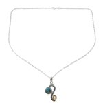 Citrine pendant necklace, 'Sparkling Planet' - Citrine Composite Turquoise Pendant Necklace from India