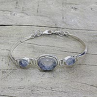 Rainbow moonstone pendant bracelet, 'Icy Surface' - Sterling Silver Rainbow Moonstone Pendant Bracelet