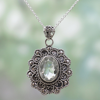 Sterling Silver Prasiolite Pendant Necklace from India - Dazzling ...