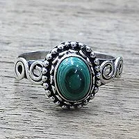 Malachite cocktail ring, Hypnotic Forest