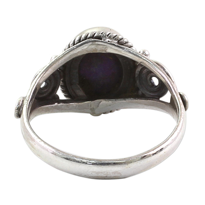Sterling silver cocktail ring, 'Purple Attunement' - Silver Purple Composite Turquoise Cocktail Ring India
