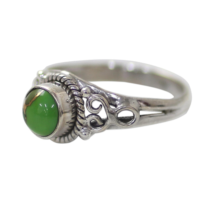 Sterling silver cocktail ring, 'Harmonic Green' - Silver Green Composite Turquoise Cocktail Ring India