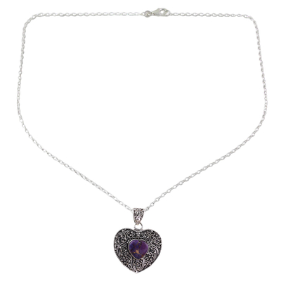 Halskette mit Anhänger aus Sterlingsilber - Silberne Halskette mit violettem Verbundtürkis-Anhänger