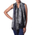Silk scarf, 'Midnight Muse in Slate' - Hand Woven Silk Scarf Black Slate Geometric from India