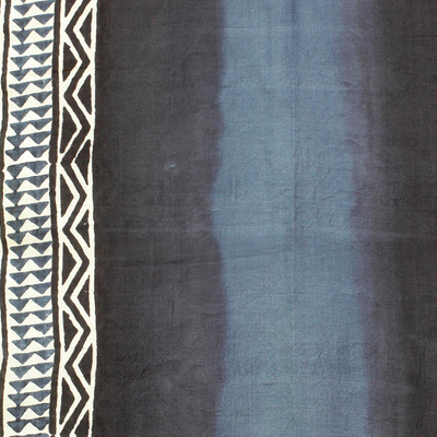 Seidentuch - Handgewebter Seidenschal aus schwarzem Schiefer mit geometrischem Muster aus Indien