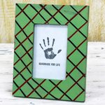 Wood photo frame, 'Green Glamour' (4x6) - Green Rectangular Wood Photo Frame (4x6) from India
